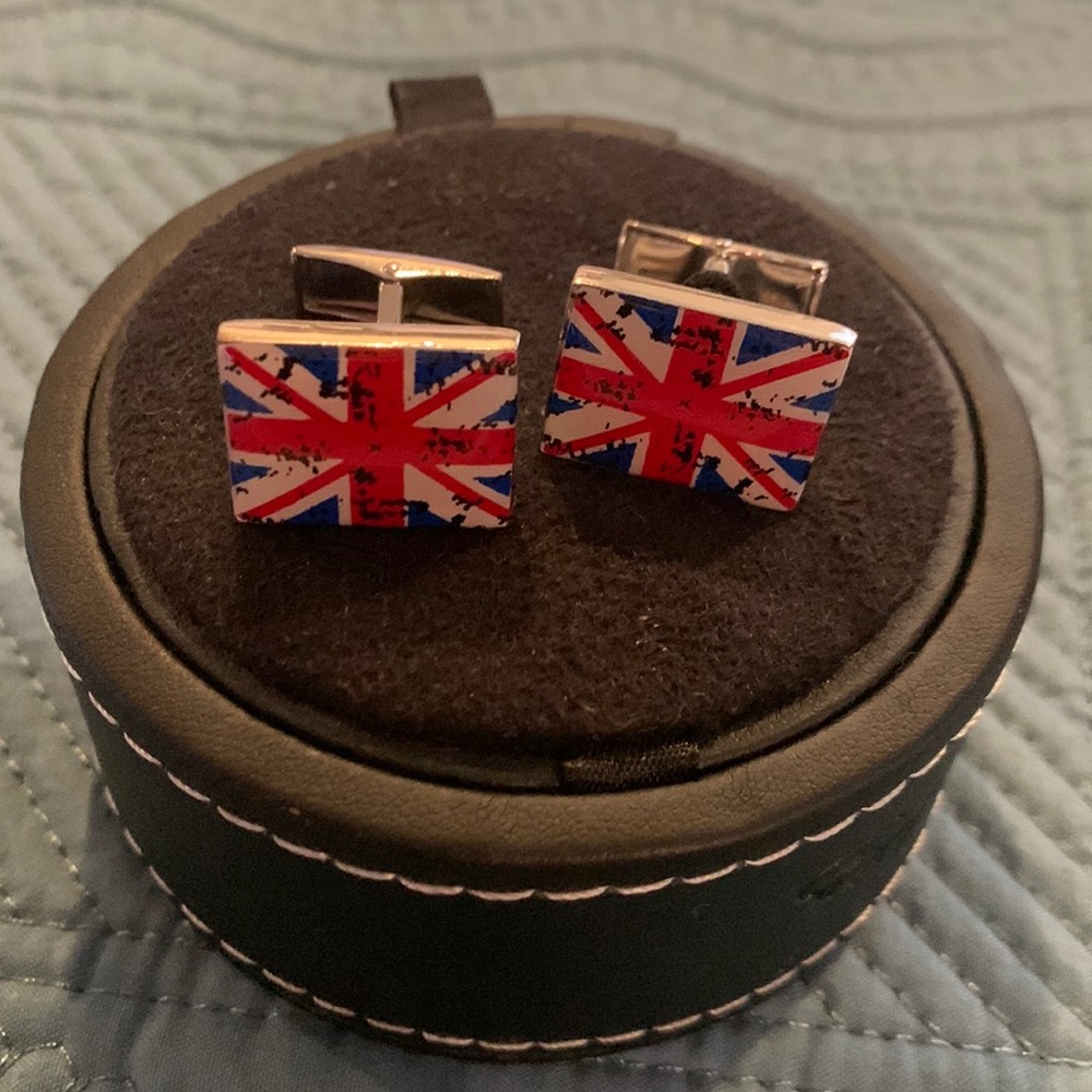 Men’s Union Jack UK Flag Cufflinks with Case